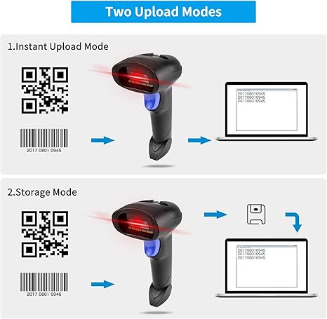 Wireless 1D 2D Barcode Scanner with Stand, NetumScan Portable Automatic QR Code Scanner Supports Screen Scan Handheld CMOS Image Bar Code Reader with USB Receiver for Warehouse POS and Computer