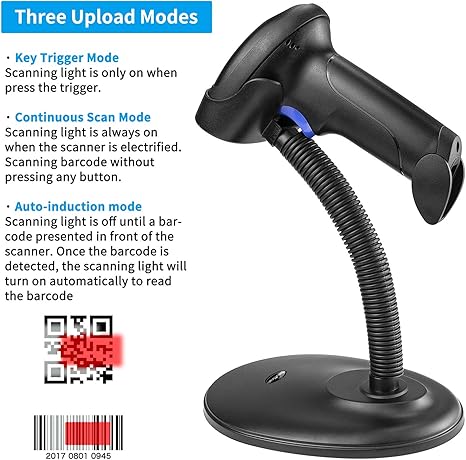 Wireless 1D 2D Barcode Scanner with Stand, NetumScan Portable Automatic QR Code Scanner Supports Screen Scan Handheld CMOS Image Bar Code Reader with USB Receiver for Warehouse POS and Computer