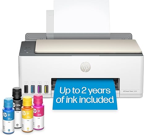 HP Smart Tank 5101 Wireless All-in One Ink Tank Printer with 2 years of ink included, Print, scan, copy, Best-for-home, Refillable ink tank (1F3Y0A)