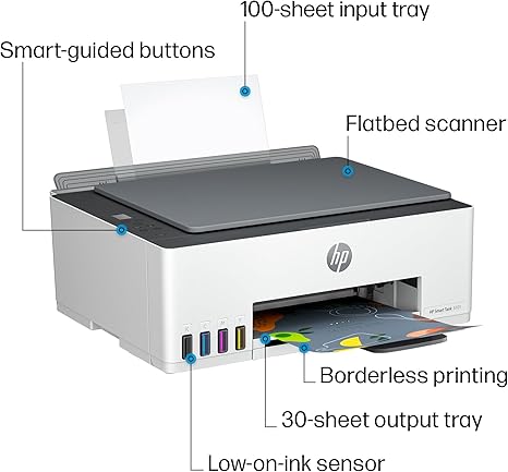 HP Smart Tank 5101 Wireless All-in One Ink Tank Printer with 2 years of ink included, Print, scan, copy, Best-for-home, Refillable ink tank (1F3Y0A)