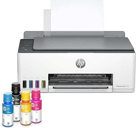 HP Smart Tank 5101 Wireless All-in One Ink Tank Printer with 2 years of ink included, Print, scan, copy, Best-for-home, Refillable ink tank (1F3Y0A)