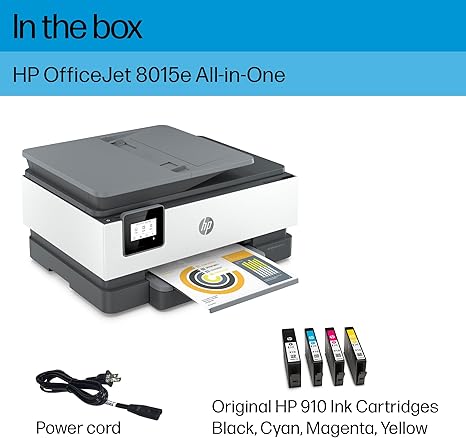 HP OfficeJet 8015e Wireless Color All-in-One Printer, 6 months of Instant Ink included