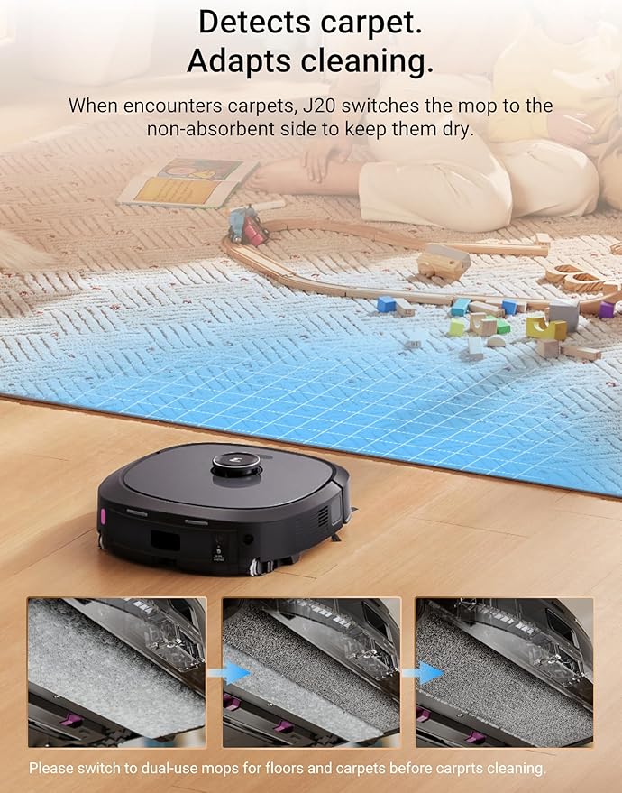 Eureka J20 Robot Vacuum with All-in-One Station, Robotic Vacuum and Mop Combo, 8000Pa Suction, Auto Mop Washing & Drying, Self-Emptying, 3D Obstacle...