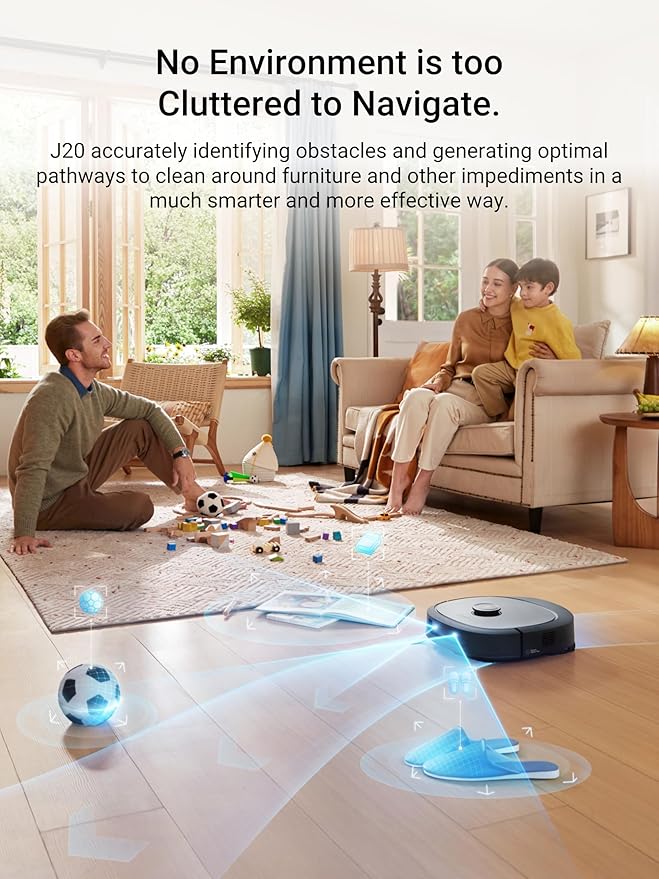 Eureka J20 Robot Vacuum with All-in-One Station, Robotic Vacuum and Mop Combo, 8000Pa Suction, Auto Mop Washing & Drying, Self-Emptying, 3D Obstacle...